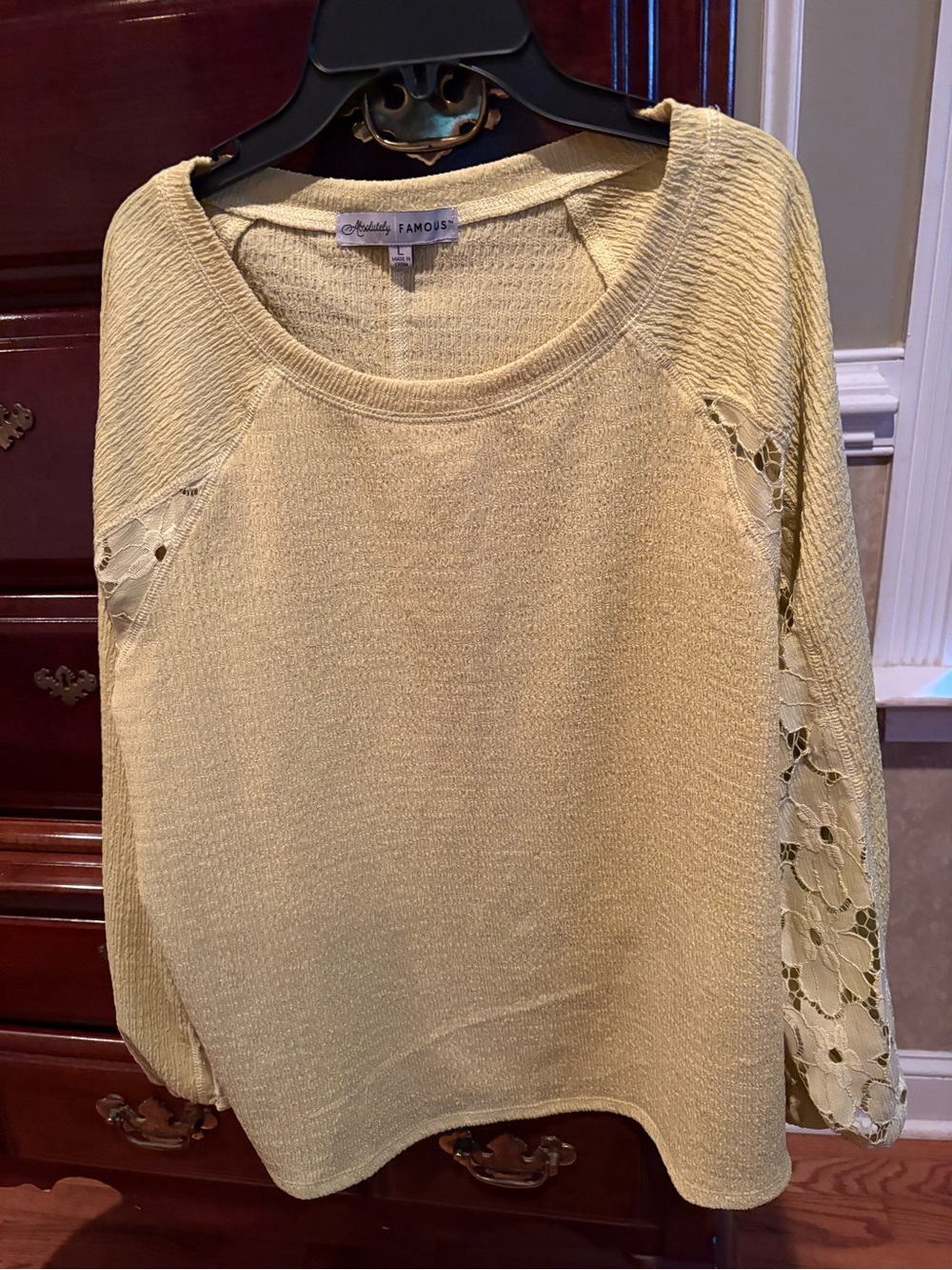 Absolutely Famous Light Yellow Textured Knit Top